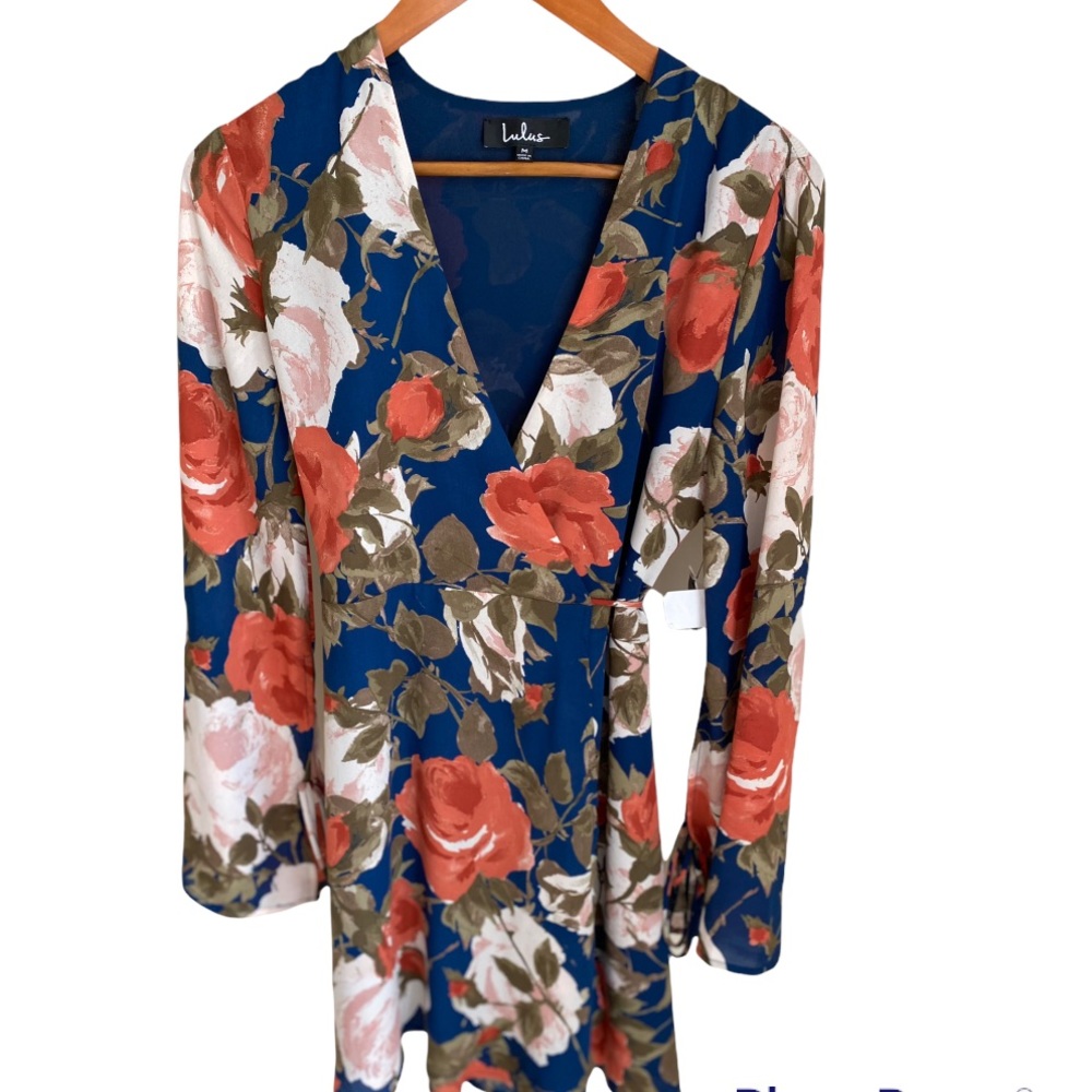 Lulu’s Wrapped Up in Roses Navy Floral Print Dress - Picture 3 of 13